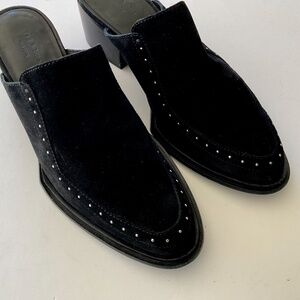 RAG & BONE Weiss Black Suede Studded Mules Size EU 36.5